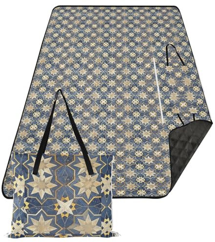 Amooorous Wasserdichte Picknickdecke im Bohemian-Stil, Vintage-Blumen, groß, tragbar, Park, Camping, Bodenmatte für Familienpicknick, Mantas, Parques