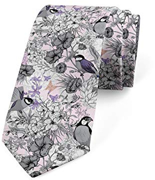 Unedskck Cravate pour homme en fleurs hortensia coquelicots 9,4 cm gris rose pâle violet