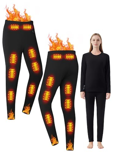Elektrische Thermohose für Damen/Warme Hose mit USB-Anschluss,intelligenter 16-Zonen-Heizung und dreistufiger Temperaturregelung, geeignet zum Skifahren und Laufen im Winter (Damen–Schwarz–S)
