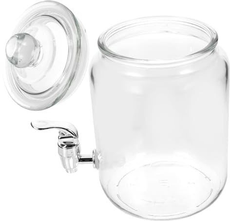 POPETPOP Botella De Vino Transparente De Vidrio Hermética Cubitera Para Frío Jarra Para Almacenar Vino Dispensador De Bebida Con Grifo Para Fiestas