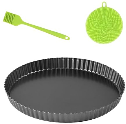 Tortiera in acciaio al carbonio da 22 cm, con rivestimento antiaderente, perfetta per quiche, flan e torte