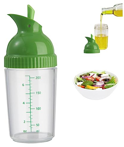 Salad Dressing Shaker 200ml Clear Salad Dressing Mixer Bottle with Scale and Pour Spout Big Openning Container Jar