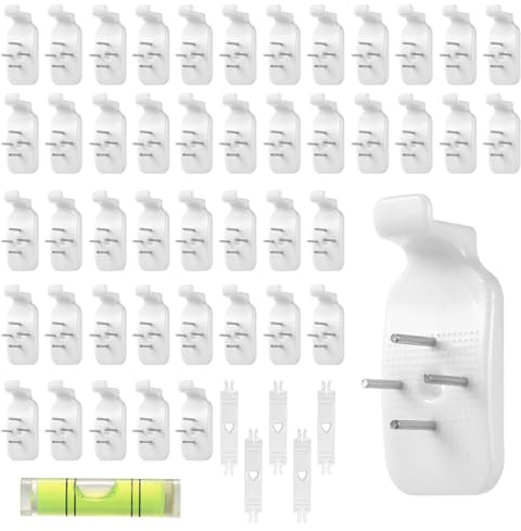 45 Pcs Ganchos Colgar Cuadros sin Agujeros, Ganchos para Colgar Cuadros sin Taladrar, ganchos para marcos de cuadross, fijar marcos, fotos, espejos y pinturas, con 5 pasamanos y 1 nivel de marco