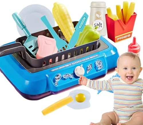 Simulation Cooking Toy - Utensili da cucina gourmet Tat Play Box con strumenti, kit di educativo sicuro per l'apprendimento precoce | giocattolo da cucina per ragazze di 3 anni