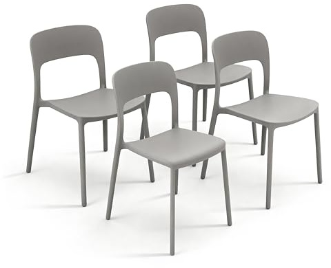Arreditaly Set 4 Sedie Da Giardino In Polipropilene Impilabili Leggere E Resistenti Ideali Per Esterni Terrazze Giardini Bar Dehors Ristoranti 41 x 82,5 x 52 cm (Grigio)