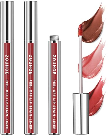 Peel Off Lip Liner Stain – 3 Colores Duraderos, Resistente a Manchas, Transferencias y Besos, Maquillaje Vegano para Labios – Regalo para Ella.
