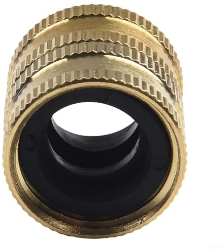 Honseadek Schlauchverbinder aus Messing für Gartenbewässerungsgeräte, 1,9 cm (3/4 Zoll), Buchse auf Buchse, Doppelhahn, kompatibel mit US-Standardschläuchen, 2 Stück