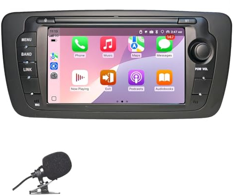 Liulbobu Bilradio för Volkswagen Seat Ibiza 6J 2009–2014 kompatibel trådlös Carplay & Android Auto, 7 tums pekskärm radio/Bluetooth/FM/AM/USB/DSP/RDS/SWC/Mirror Link