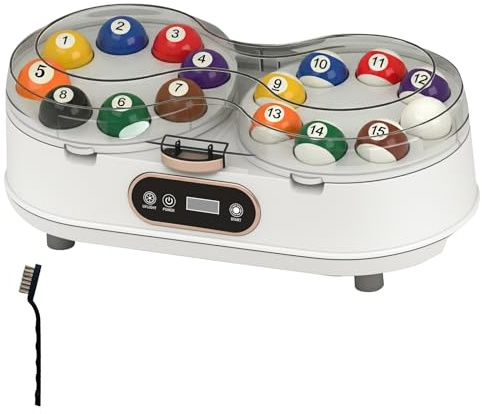 Tasofac Automatic Billiard Ball Cleaner, 16 Balls Billiard Ball Polisher with Dual-motor, Smart Control & UV Disfection, Professional Pool Ball Polishing Machine for Billiards