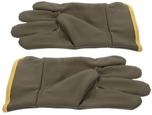 Beavorty Guanti da Saldatura Resistenti al Calore in Pelle Scura, Guanti da Lavoro Antiscivolo per Saldatori e Riparazioni Auto, Protezione Mani per Barbecue, Forno e Giardinaggio