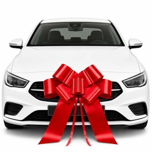 Große Rote Schleife für Auto, Geschenkschleife Groß, Riesige Autoschleife | 76cm XXL Schleif Auto, PVC Auto Schleife, Wiederverwendbar, Einfach zu montieren, Wasserdicht, für Auto, Fahrrad, Geburtstage