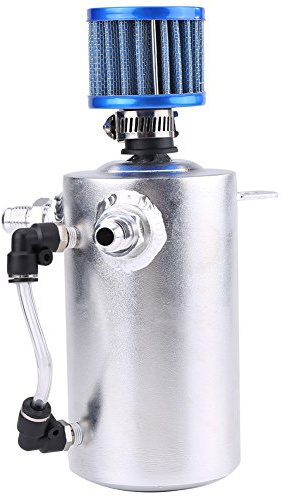 Qiilu Decanter Sfiato Olio 0,5 Litri Può Filtro dell'Ossido di Riserva del Serbatoio(Sliver SI-A0409)