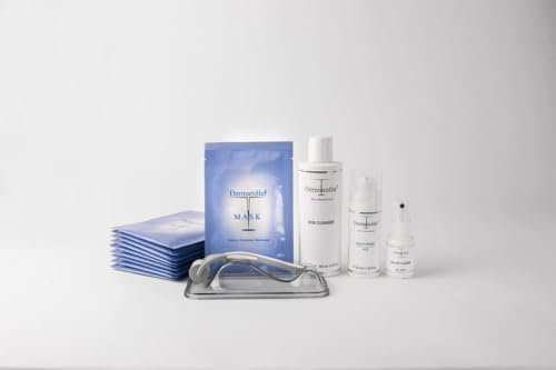 Dermaroller Hautpflege Set für sensible Haut - 10 Stk. Hyaluron Masken + 200 ml Skin Cleanser + 50 ml Moisturizer + Microneedling Roller HC902 0,2 mm FOR FREE