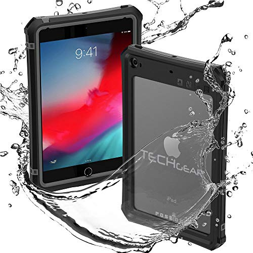 TECHGEAR wasserdichte Hülle für iPad Mini 2019 [5. Gen] iPad Mini 4 (Poseidon Case) Schlanke Robuste Rüstung Stoßfest, Wasserdicht Hülle mit eingebauter Displayschutzfolie + Ständer & Umhängeband