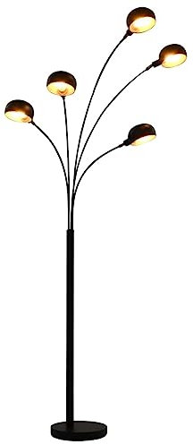 vidaXL Lampadaire sur Pied à Arc - Éclairage pour Salon, Chambre à Coucher, Maison Intérieur - 200 cm, 5 x E14 - Noir et Doré