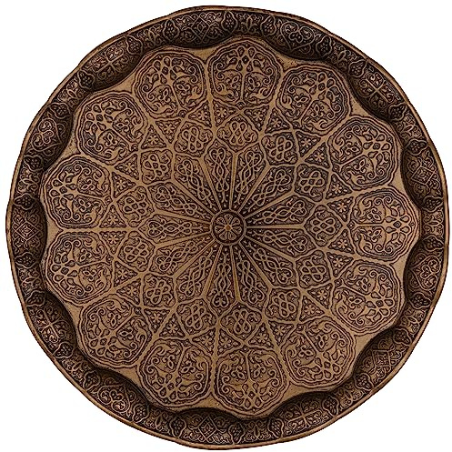 Alisveristime Türkisches Ottomanisches Serviertablett für Kaffee und Tee, 34,5 cm, Metall mit traditionellen Motiven, erhältlich in fünf Farben (Antikgrün)