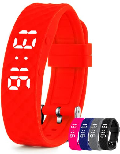 TabTime Orologio da polso con promemoria a vibrazione (istruzioni in italiano) - fino a 10 promemoria per farmaci al giorno (Grande, Rosso)