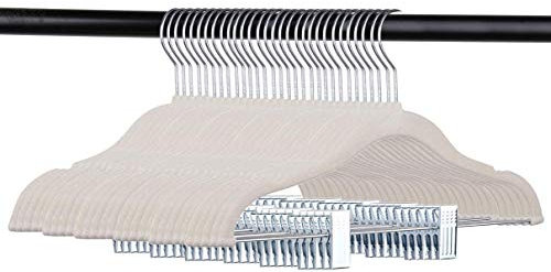 Tebery 30 Stück kleiderbügel Samt für Kinder Baby, mit Clips, rutschfest und platzsparend, um 360° drehbarer Haken, 29 cm lang, Ideal für Kinderjacken, Hosen, Hemden, Kleider und mehr