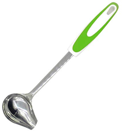 rongweiwang Mint Sauce Long Soup Ladle Ladle Stainless Steel Kitchen with Spout Stainless Steel Kitchen Serving Salad Dressing Gravy Spoon