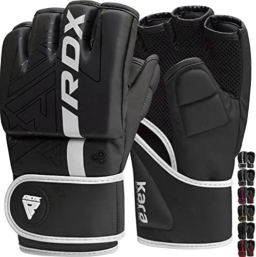 RDX Profi MMA Handschuhe Training, Kara Maya Hide Leder, Sparring Grappling Kampfsport Kickboxen Schwarz Gloves Muay Thai Boxing, Boxsack Pratzen Sandsack Gepolstert Punchinghandschuhe, Männer Herren