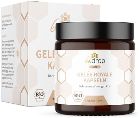 bedrop Gelée Royale Kapseln Bio Qualität 60 Kapseln - 1 Kapsel = 980 mg pures Gelee Royal, 10-HDA Gehalt <4,8% - Gelee Royal reich an Polyphenolen & Flavonoiden