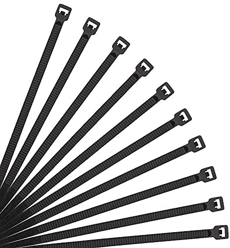 XINGO Black Cable Ties Pack of 500, 200mm x 3.6mm, Premium Nylon Durable Zip Ties, Self-Locking UV Resistant Nylon Plastic Wire Ties for Indoor and Outdoor