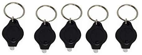 5 x Mini-LED-Schlüsselanhänger-Taschenlampe, Taschenlampe, Schlüsselanhänger, Lichter, Reisepass, Ausweis, Währungsdetektor mit Knopfbatterien (41 x 23,5 x 9 mm), schwarz