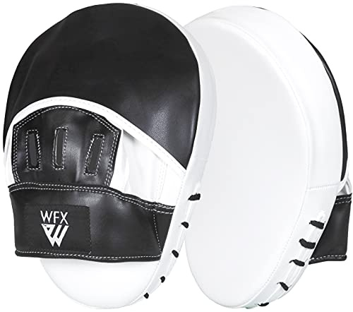 WFX Guanti da Boxe Guanti da Messa a Fuoco Gancio e Jab Sacco da Boxe Allenamento Bersaglio Colpo Curvo Scudo Mano Muay Thai Pad Guanti per Arti Marziali MMA (Nero Opaco) (Negra)