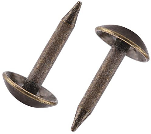 BORDSTRACT 100 Pezzi di Chiodi da tappezzeria a Testa Tonda, Chiodi da tappezzeria in Bronzo, Elementi di Fissaggio in Ferro Ispessito per mobili, Tamburi, Porte, divani in Legno, sedie(6 * 12mm)