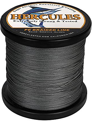 HERCULES Geflochtene Angelschnur 12 Stränge, 100-2000m 109-2196 Yards Geflochtene Fisch Linien, 10lb - 420lb Test-PE-Schnüre für Salzwasser-Süßwasser - Grau, 200lbs, 100m