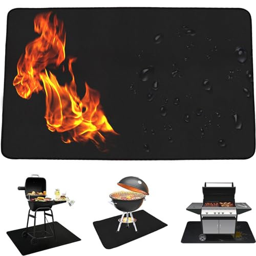 Tappetino per Braciere,Tappetino Protettivo Sotto La Griglia, Grill mat Riutilizzabili, Tappeto for Pavimento Resistente al Fuoco per Stufe e Caminetti, Coperta Protettiva for Pavimento, 45*37cm