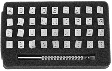 Alfabeto Perforador de Letras, 36 Uds. Sello de Cuero con Número de Letra de Acero para Golpear una Herramienta para Impresión Artesanal DIY 6mm Habet Estampador de Cuero Punzonado (6 mm)