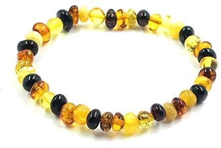 Unisex naturligt baltiskt bärnstensarmband - äkta bärnstenspärlor - vuxna bärnstenssmycken, 18-19 cm, Baltisk bärnsten