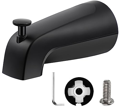 Enhon Slip on Tub Spout with Diverter, Compatible with American Standard 8888026.002 Tub Spout, Bathroom Bathtub Faucet, Fits 1/2 Copper Water Tube(5/8 Dia), 5/32 Hex Wrench(Matte Black,1)
