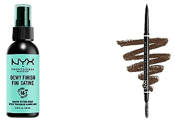NYX Professional Makeup Spray Fixateur, Tenue Longue Durée, Fini Velouté, 60 mL & Crayon à Sourcils Micro Brow Pencil, Crayon Ultra-Fin Double-Embout