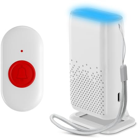 Botón de emergencia para personas mayores, inalámbrico, pulsera de llamada de emergencia, carga USB, pulsera de emergencia para personas mayores con 58 tonos de llamada, botón de emergencia para