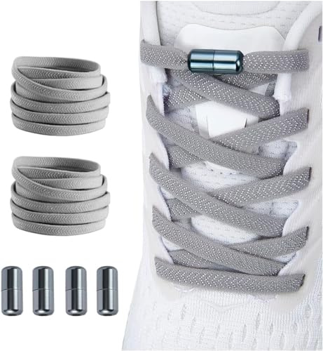 Shecret 2 Paia Elastici Lacci con Chiusura in Metallo, No Tie Lacci Senza Nodo, Durable Lacci Elastici per Bambini e Adulti, Adatto a Tutte Le Scarpe Sportive e Casual
