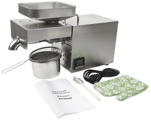 CCAUUB Automatische Ölpresse Maschine 610W 220V, Kommerziell Edelstahl elektrische Presse Ölpresse, Öl Extraktion Öl Expeller Handelsölpresse für Nüsse Walnuss Leinsamen Mandel Raps Sesam
