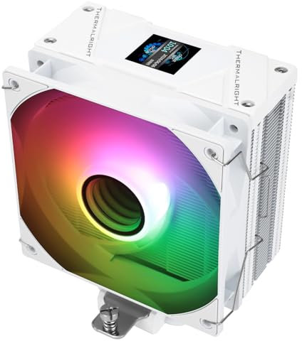 Thermalright Assassin Spirit 120 Vision ARGB White CPU Air Cooler, PC Cooling with 1500RPM Speed,240*240 Resolving Power IPS LCD Screen with 1.54in,Computer Cooler for Intel lga1851/1700/115X,AM4/AM5