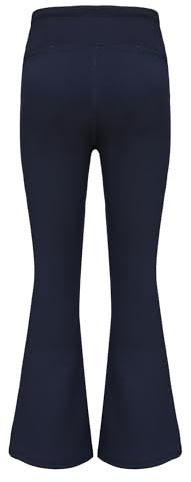 Panegy fleecefodrade utsvängda byxor för flickor termiska varma leggings stretchig dans yoga klocka underdel vadderade bootcut tights full längd byxor, BLÅ, 11-12 År