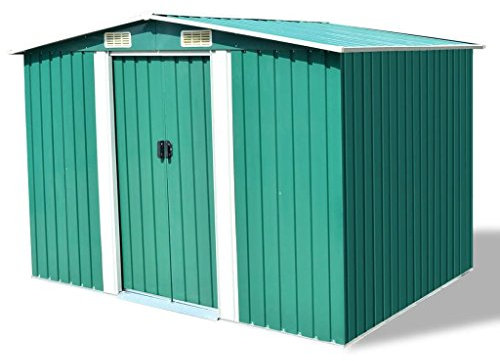 ShGaxin Gartenschuppen, Gerätehaus, Gartenhaus, Fahrradgarage, Geräteschuppen, Gartenhütte, Grün Metall 257 x 205 x 178 cm