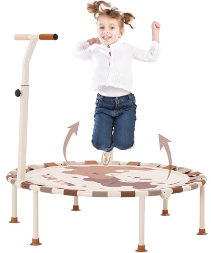 40'' Kid Trampoline Foldable Trampoline Jumping with Anti-slip Mat and Safety Adjustable Handrail Fitness Exercise Bungee Rebounder Happy Jumping Indoor & Outdoor Use for Toddler Boys Girls 3+ (Green)