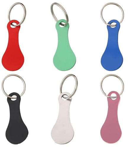 Moneda para carrito de comestibles, accesorios para bolsas, cuarto de metal, carrito de la compra, colgante de mochila portátil para carrito de compras, Paquete de 6 unidades, Refer to description