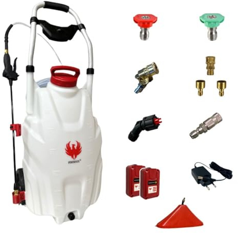 PHOENIX - Elektrisches Drucksprühgerät Zubehör-Set Pro Sprayer III 35 l – Elektrisches Dachsprühgerät mit großer Reichweite mit wiederaufladbarem Akku, Durchflussmenge 240 l/h, Schlauch 8 m – 2 Akkus