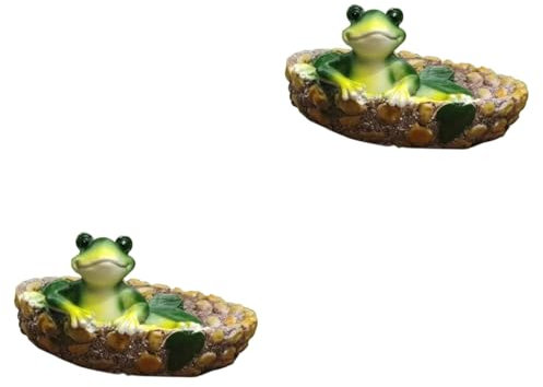 YARNOW 2 Pièces Petites Statues De Grenouilles Décor De Grenouille De Jardin Statue De Grenouille Miniature Trousse Ours Accessoires De Jardin Féerique Jouets Résine Synthétique Colorful