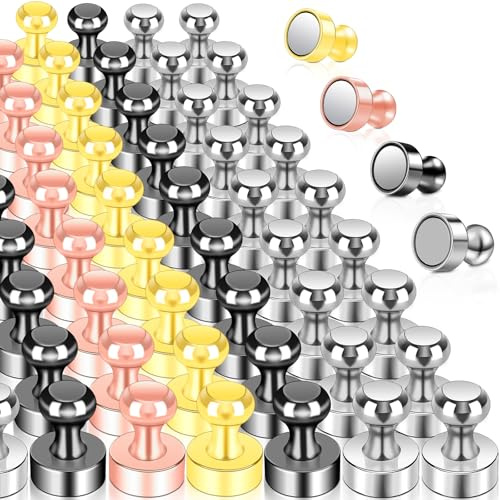 50 Stück Starke Magnete, 4 Farben Neodym Magnete Extra Stark Mini Magnet für Kühlschrank, Magnettafel, Kegelmagnete, Stecktafel, Pinnwand Kleine Magnet für Whiteboard Büro Kühlschrankmagnete