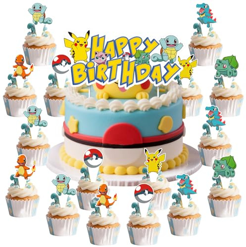 25 Stück Tortendeko,Cake Topper Geburtstag, Muffin Deko, Deko Topper Set für Jungen Mädchen und Kinder Geburtstag Party (Stil 3)