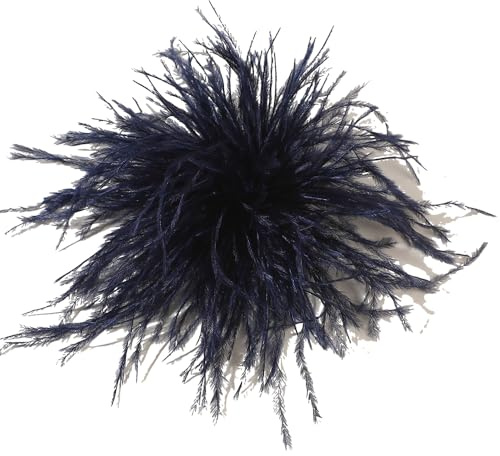 Feder BroscheFlauschige Straußenfeder Brosche Braut Hochzeit Party Weihnachten Kleid Up Corsage Pin Hut Zubehör für Frauen Hochzeitsfeier Tanz Bankett Kleid Kleidungsaccessoires,Marineblau