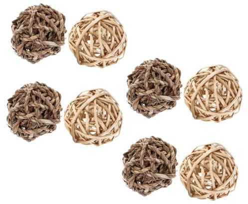 ibasenice 8pcs Rabbit Teething Balls Natural Straw Bunny Chew Toys Safe Molar Balls for Guinea Pigs Small Animals Fun Cage Accessories for Boredom Relief