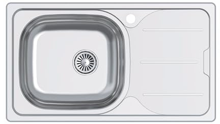 CATA Fregadero CDS-1 ED/A Cubeta Cuadrada Escurridor Instalación Mueble 45 CM Base Fondo Absorbente Acero Inoxidable Válvula Canasta Acabado Inox